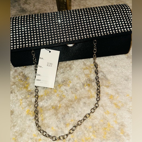 Gorgeous satin and rhinestones evening bag NEW - Picture 3 of 4